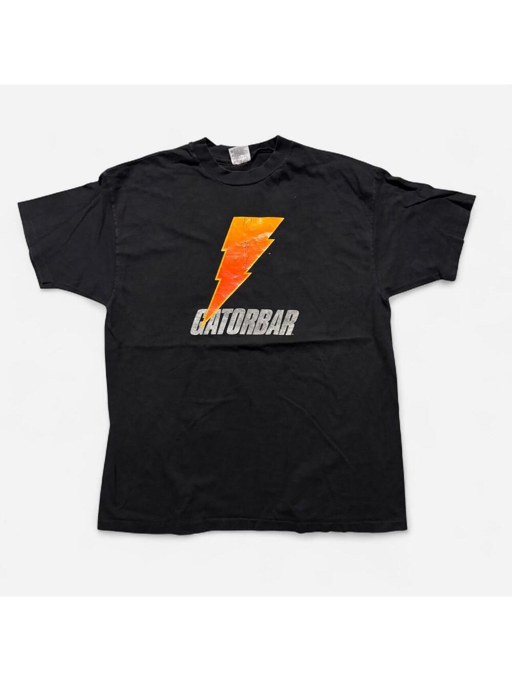 90s Gatorade Gatorbar black cotton tee with orange lightning bolt graphic